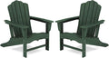 KINGYES HDPE Adirondack Chair Set of 2, Classic All-Weather Adirondack Chair, Green
