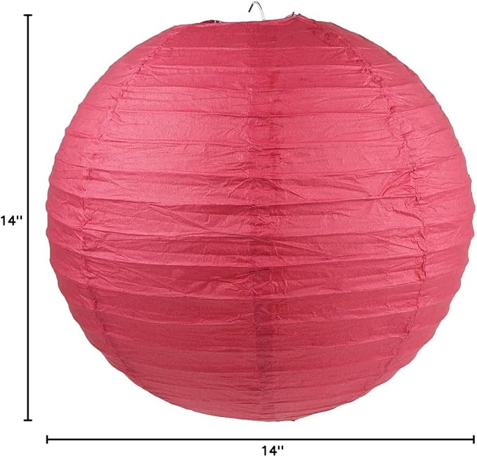WYZworks Round Paper Lanterns 10 Pack (Red, 14") - Hanging Paper Lanterns Lamp for Wedding, Birthday, Party and Home Decorations with 8", 10", 12", 16" Option