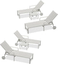 PURPLE LEAF Outdoor Chaise Lounge Adjustable Sunbathing Recliner with Armrest Cream 2 Sets