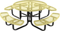 Heavy-Duty Portable Outdoor Kids Table with Umbrella Hole, Expanded Metal Kids Picnic Table, Commercial-Grade, Made in America (46 in, Round, Childrens, Textured Sandstone)