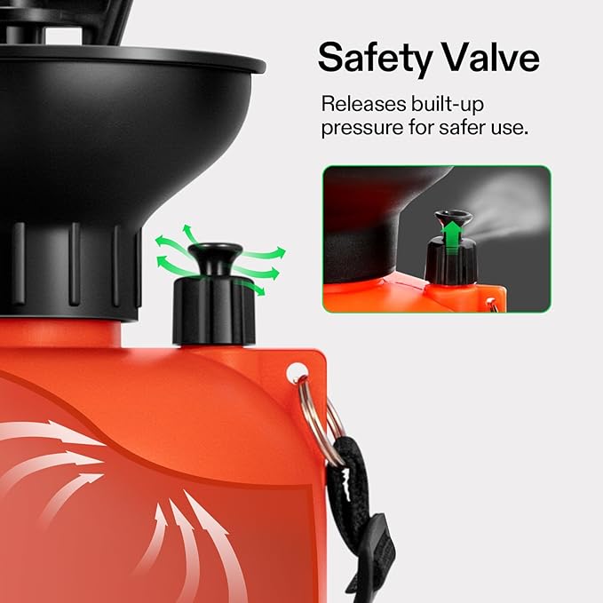 VIVOSUN 1.59-Gallon Pump Pressure Sprayer, Pressurized Lawn & Garden Water Spray Bottle with Adjustable Shoulder Strap, for Plants Spraying, Garden Watering and Household Cleaning