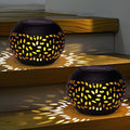 Solar Lantern Outdoor Table Light, 2 Pack Waterproof Decor, Hollow Out Retro Black Metal Patio Lights, Yard Porch Garden Balcony Indoor Desk Bedroom Tabletop Decorations