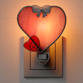 KY&BOSAM Plug in Pink Heart Night Light Stained Glass Nightlight Decorative Wall Night lights with On/Off Switch Come with 7 Watt Bulb Mother`s Christmas Valentine`s Holiday Spring & Winter Home Decor