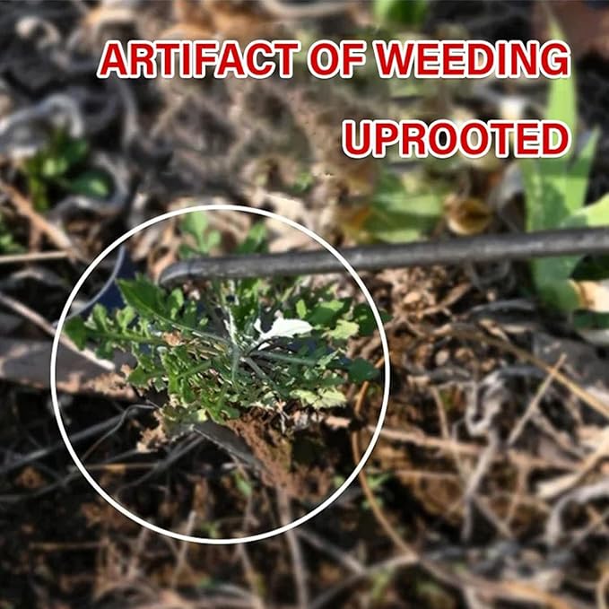 Weeding Artifact Uprooting Garden Weeding Tool, Upgraded Weed Removal Tool, Stainless Steel/Manganese Steel Weed Puller Manual Weeders for Home Gardening Yard Farmland (12in Stainless Steel (4Teeth))