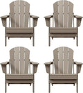 Westin Outdoors Laguna WO Home Furniture Adirondack Chair 4 PC Set Classic Outdoor Patio Folding Chair for Bon Fire Pit Lawn Backyard Beach Plastic Weather-Resistant (WeatherWood)