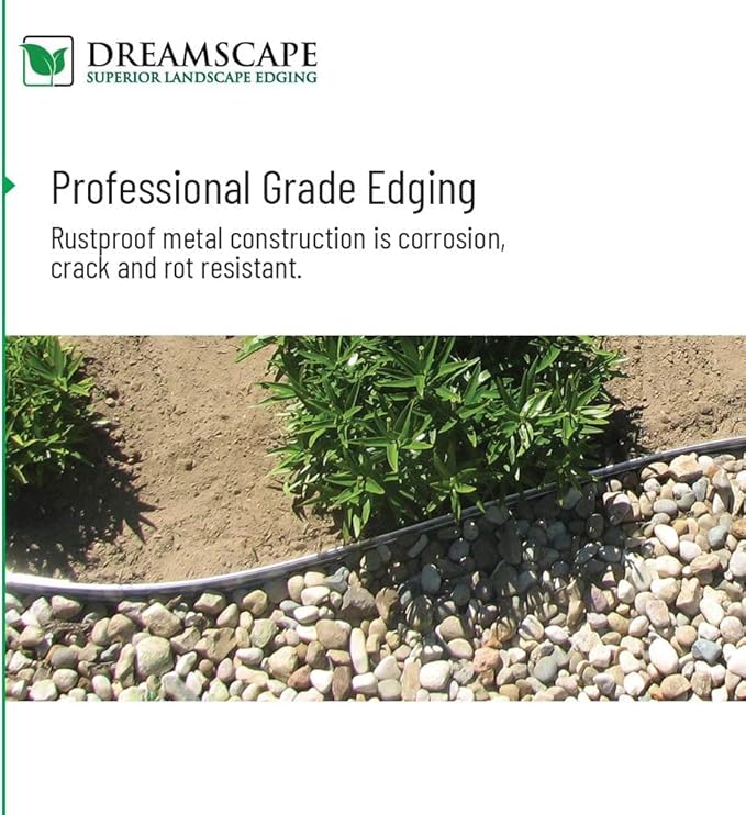 Dreamscape E-Z Edge Aluminum Landscape Edging - 12 Strips, 6ft Each (72ft Total), Black - Professional Quality Landscaping Border, Metal Divider for Lawn, Garden, Flowerbed…
