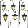 Dynaming 6 Pack Solar Hanging Lights Outdoor, Solar Powered Garden Decorative Lanterns with 6 x 38 Inch Shepherd Hooks, Waterproof Landscape Lighting for Lawn Patio Yard Pathway Driveway, Warm White