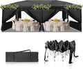 Outvita 10x20ft Pop Up Canopy Tent, Outdoor Instant Shelter Folding Canopy with 6 Side Walls and Carry Bag for Commercial Events, Party, Backyard BBQ, Camping Black