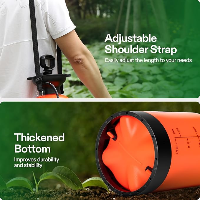 VIVOSUN 1.85-Gallon Pump Pressure Sprayer, Pressurized Lawn & Garden Water Spray Bottle with Adjustable Shoulder Strap, for Spraying Plants, Garden Watering and Household Cleaning