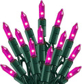 TW SHINE Christmas Lights, 20FT 100 Count Incandescent Mini Christmas Tree Light, Waterproof Xmas String Lights for Outdoor Indoor Home Party Yard Decorations, Pink