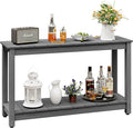 Outdoor Console Table, 48" Weather Resistant HIPS Patio Side Table, 440LBS Weight Capacity, 2-Tier Multifunctional Buffet Bar Storage Organizer for Garden Deck, Gray