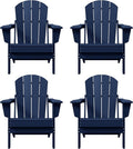 Westin Outdoors Laguna WO Home Furniture Adirondack Chair 4 PC Set Classic Outdoor Patio Folding Chair for Bon Fire Pit Lawn Backyard Beach Plastic Weather-Resistant (Navy Blue)