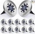Aogist Solar Ground Lights 12 Packs, 8 LED Solar Garden Lights, Outdoor Solar Disk Lights, In-ground Outdoor Landscape Lights for Pathway Yard Walkway Patio Lawn Path (Cold White)