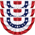 3x6 Ft 3 Pack American Pleated Fan Flag, Patriotic Half Fan Banner American Flag Decoration Bunting for Outside Red White and Blue Decor Independence Day Memorial Day 4th of july Decorations