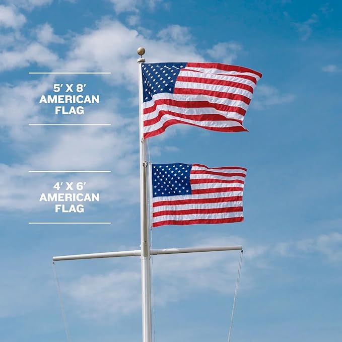 American Flag | American-Sourced Nylon Fabric, Embroidered Stars, Hand-Stitched | Proudly Made in USA (5' x 8')