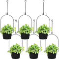 Hushee 6 Packs Metal Hanging Planters for Outdoor Indoor Plants Plant Hanger with 6.3'' Plastic Pots Hanging Planter Basket for Garden Home Porch Decor