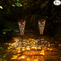 2 Pack DIBIEECN Dragonfly Solar Pathway Lights Outdoor,Metal Garden Decorations Outdoor Lights with Patterns and Warm Light,Waterproof Landscape Lighting for Path Patio Backyard Walkway Yard