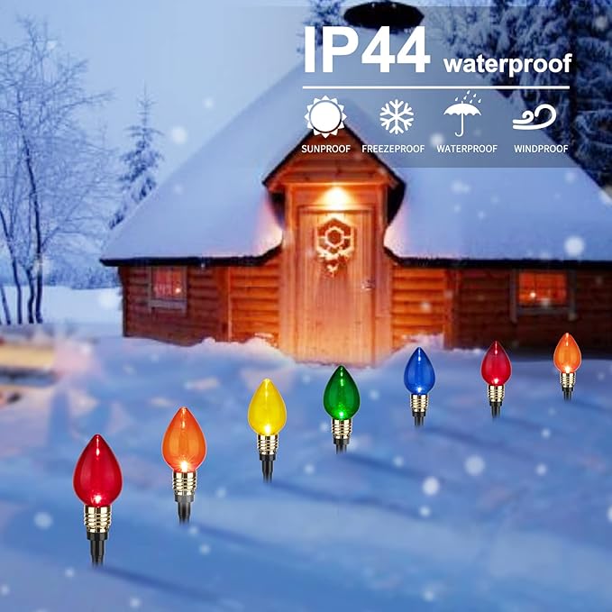 Brightown 4 Pack C9 Christmas Pathway Lights Outdoor Total 69.6 Ft 40 Lights Waterproof Connectable Walkway Lights for Yard Ground Sidewalk Driveway Christmas Decorations