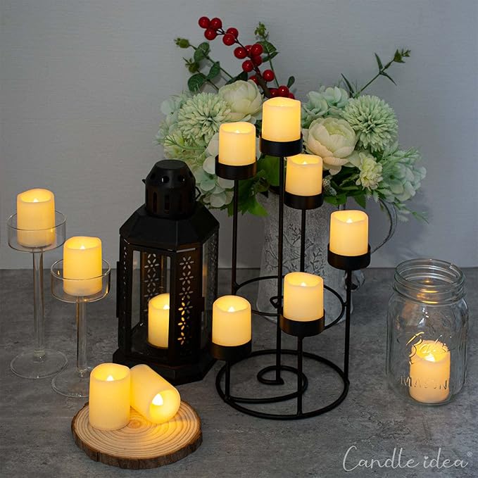 CANDLE IDEA Flameless LED Votive Candles 72 Pack, 1.5" x 2", Battery Operated Flickering Electric Outdoor Flameless Tea Lights, Fake Tealight Candle Bulk for Wedding, Christmas, Halloween Decorations