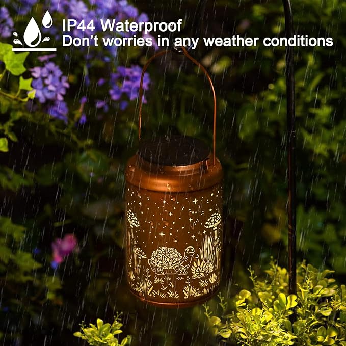 2 Pack Turtle Solar Lanterns Outdoor Waterproof - Hanging Turtle Solar Lights Garden Decor, Birthday Gifts for Women, Mom, Mothers Day Gifts, Outdoor Decor for Patio, Yard