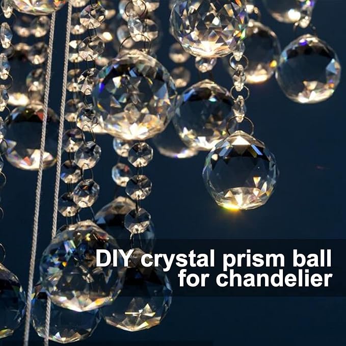 MerryNine 30mm/1.18" 15 Pack Crystal Ball Prism Sun Shine Catcher Rainbow Pendants Maker, Hanging Crystals Prisms for Windows, for Feng Shui, for Gift (Clear)