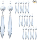20Pcs Chandelier Icicle Crystal Prisms with Bead Crystals Lighting Lamp Replacement Parts (63mm, Clear)