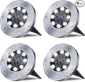 Solar Ground Lights, 4 Pack 8 LED White Solar Pathway Lights, Waterproof, Modern, Outdoor, In-Ground, Garden, Path, Deck, Lawn, Patio, Walkway