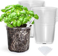 Bonviee Nursery Pots for Plants, 30-Pack 5-Inch Plastic Seedling Pots with Drainage Holes, and 10 Plant Labels, Ideal for Seed Starters and Flowers -Clear