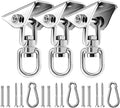 Heavy Duty Swing Hangers for Wooden Sets 1200 LB Capacity Hammock Hanger 360 Swivel Stainless Steel Swing Hardware Accessories for Porch Playground Yoga Heavy Bag Sliver | Pack of 3