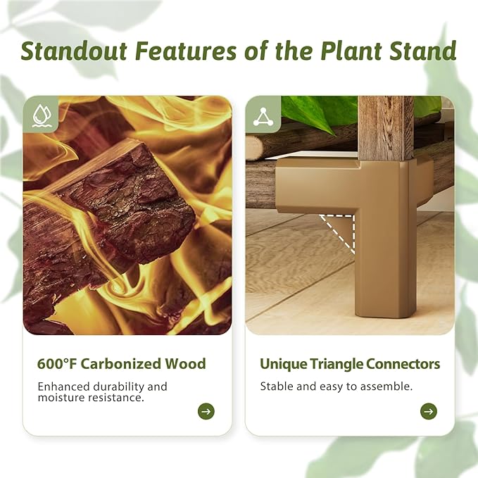 Large Plant Shelf 17 Pots Plant Stand Indoor Outdoor Tall Plant Rack Wood for Indoor Plants Multiple Plant Holder for Patio Balcony Garden Flower Stand Load-Bearing 600 LBS