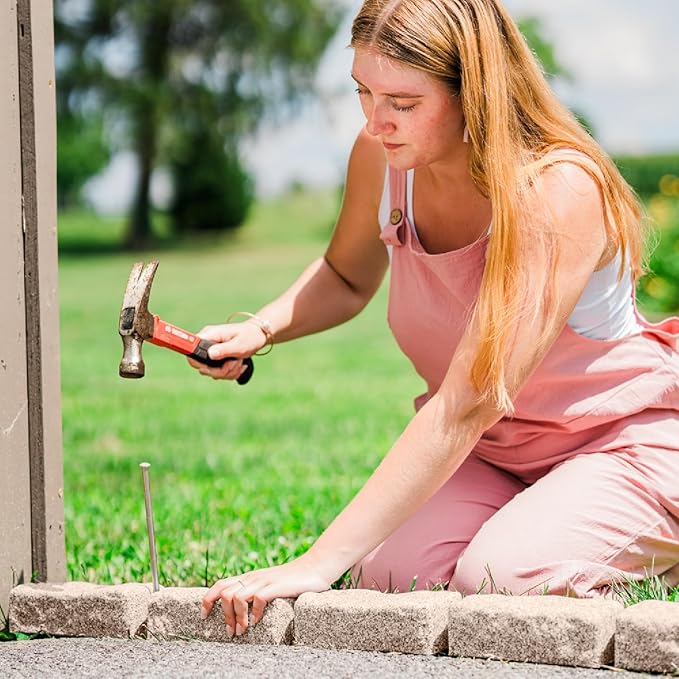 Beuta Landscape Edging | Garden Edging Border | Faux Stone Bricks for Lawn edging, Flower beds, Pathways & Yard Edging– 40 Packs | Each Section Has 6 Bricks 48"L x 4"W x 2.25"H |120 Spikes|Cobblestone