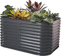Vego garden 32" Extra Tall Raised Garden Bed Kits, 6 in 1 Modular Raised Planter Box for Vegetables Flowers Fruits Oval Metal Raised Garden Bed- Modern Gray