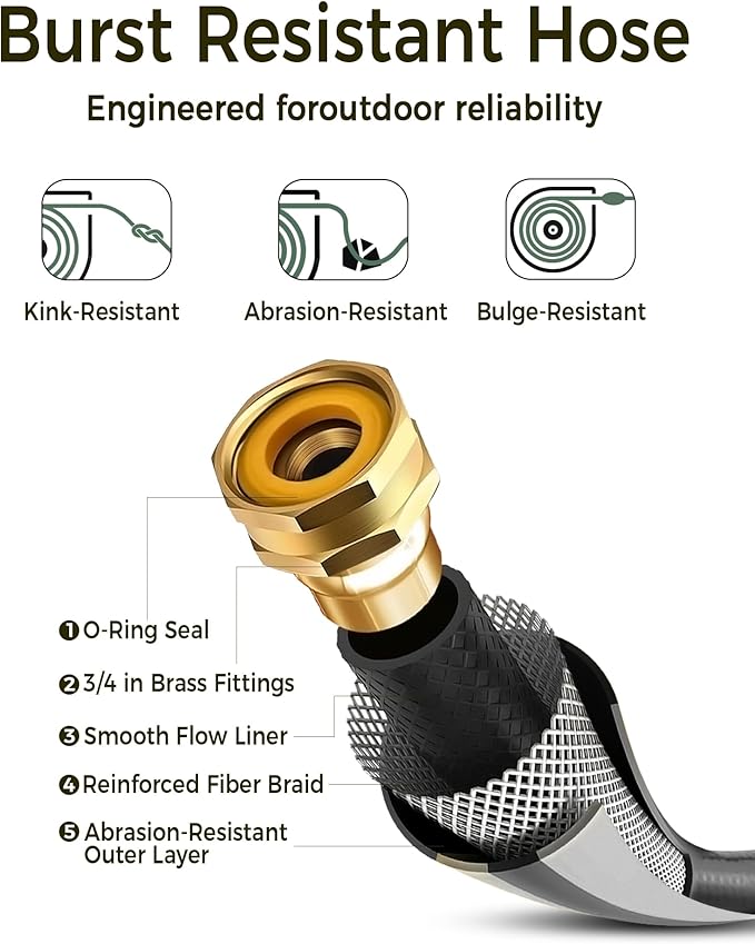 Retractable Garden Hose Reel 1/2 in x 85 ft Upgraded UV Resistant Heavy Duty Automatic Hose Reel Wall Mount 3/4 in Brass Fitting 9 Pattern Nozzle Any Length Lock Slow Retraction