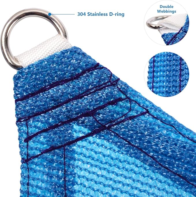 Eden's Decor Straight Flat-Edged Sun Shade Sail Rectangular 15' x 22' Blue UV-Blocking Outdoor Canopy Fabric Cloth Awning for Pergola Patio Garden Backyard Custom Size