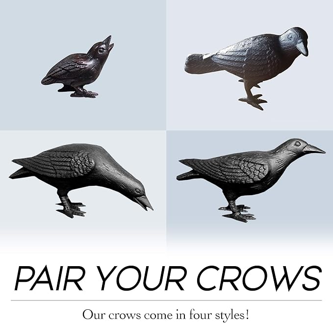 NACH Cast Iron Crow Statue, Head Down Raven, Large Garden Statues, Crow Garden Sculpture, Bird Figurines Home Decor, Crow Decor, Raven Decor, Black Bird Statue, 10 x 3.5 x 6 inches, JS-90-7117