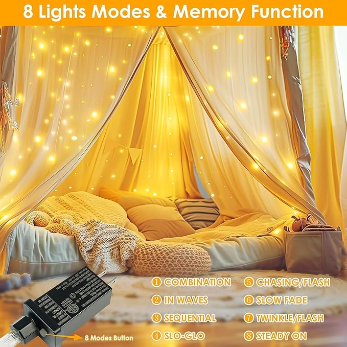 Extra Long 99Ft 300 LED Fairy Lights Plug in with Remote, Waterproof String Lights Outdoor & Indoor 8 modes with Timer, Twinkle Light for Girl's Room Garden Birthday Christmas Decorations (Warm White)