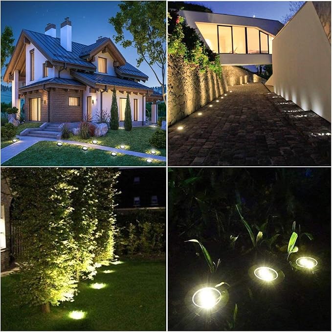 Solar Ground Light, Waterproof Solar Garden Lights, Upgraded Outdoor Garden Waterproof Bright in-Ground Light, Landscape Lights for Pathway,Yard,Deck,Lawn,Patio,Walkway (16 Pack White Light)