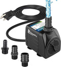 400GPH Submersible Water Pump, 25W Adjustable Ultra Quiet Fountain Pump with 4 Nozzles 6.8ft High Lift for Aquarium, Fish Tank, Pond, Waterfall, Outdoor, Hydroponics