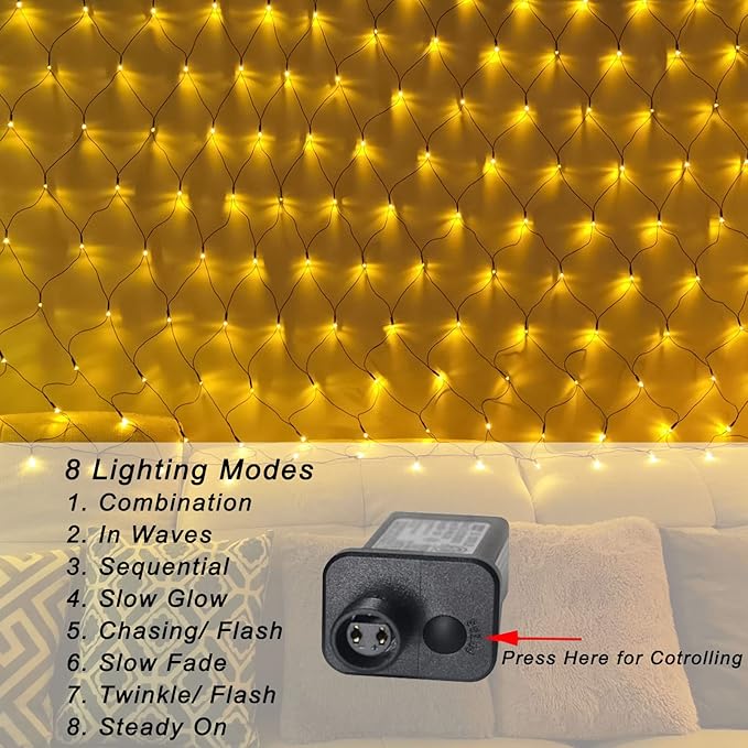 360 LED Christmas Net String Lights Outdoor, 21ft x 5ft Waterproof Warm White Mesh Giant Net, 8 Modes Connectable Fairy Lights for Bushes Tree Garden Home Party Decor