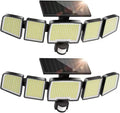 UME Solar Outdoor Lights 620 LED 4500LM, IP65 Waterproof Motion Sensor Outdoor Lights, 5 Heads Solar Security Flood Light 270 Wide Lighting Angle with 3 Modes for Garden Patio Yard - 2 Pack
