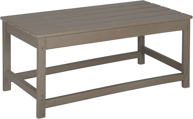WO Home Furniture Adirondack Chairs Table Set of 3 PCS Outdoor Folding Chairs Coffee Table Weather/UV Resistant for Lawn, Garden, Bon Fire, Balcony (Weathered Wood)