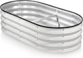 Galvanized Raised Garden Beds Outdoor // 4×2×1 ft Planter Raised Beds for Gardening, Vegetables, Flowers // Large Metal Garden Box (White Wood Grain)