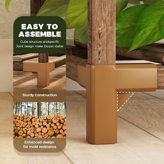 Bamworld Plant Stand Indoor Boho Decor Hanging Plant Shelf Wood Flower Stand for Christmas Gift, Home Decor, Plant Gift