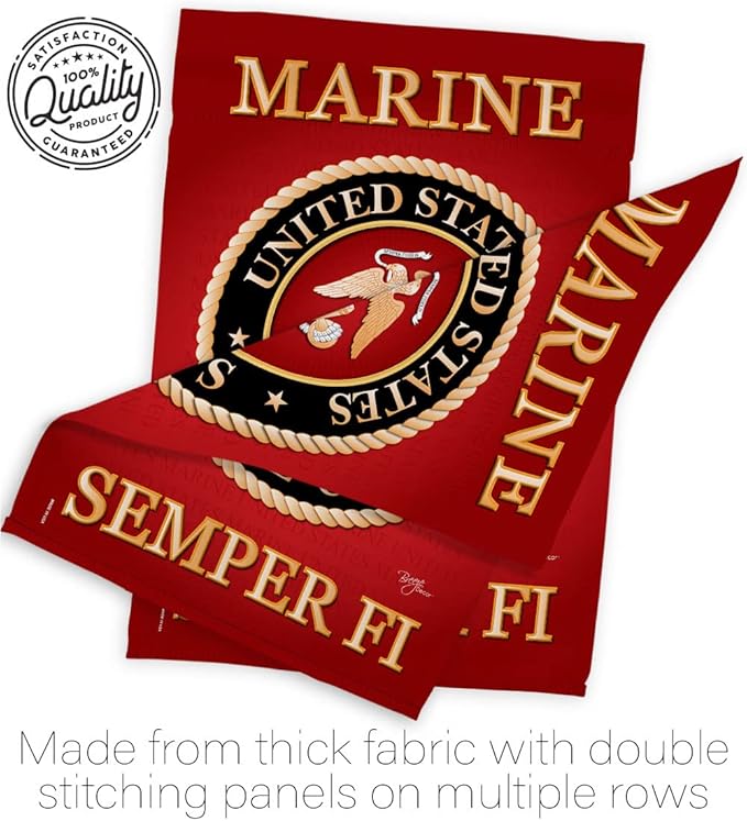 Breeze Decor HS108057-BO-03 Marine Corps Americana Military Decorative Vertical Set, House Flag 28" x 40", Thick Fabric