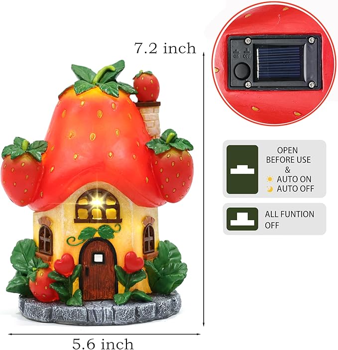 Fairy Houses for Outside-Fairy Garden Accessories Outdoor Decor - with Solar Light for Patio Balcony Yard,Lawn Ornament Perfect Garden Gift