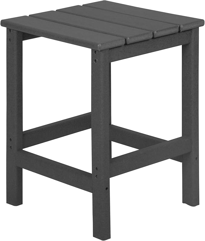 WO Home Furniture Adirondack Chairs Table Set of 3 PCS Outdoor Folding Chairs Side End Table Weather/UV Resistant for Lawn, Garden, Bon Fire, Balcony (Grey)