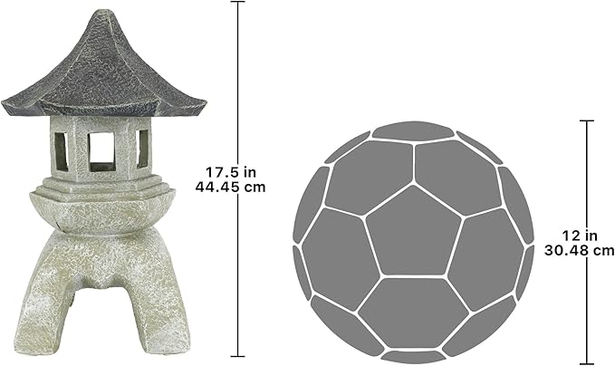 Design toscano ng29870 asian decor pagoda lantern indoor/outdoor statue, 11 inches wide, 11 inches deep, 17 inches high, handcast polyresin, two tone stone finish
