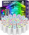 300FT Permanent Outdoor RGB Lights,IP67 Waterproof Smart LED Eaves Lights with App/Remote Control,for Christmas and All Holiday Decor,Daily and Accent Lighting,House Roof and Garden Lighting