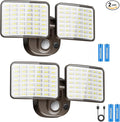 Rechargeable Battery-Powered Motion Light (1-3 Months Endurance), 2500LM Standard & 4000LM High-Brightness Dual Modes, USB Charging Outdoor LED Flood Light for Garage,Yard,Patio,Garden (Brown) 2 Packs