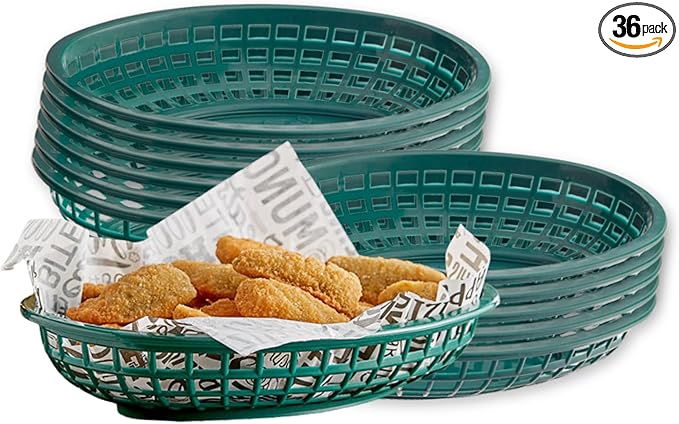 TableCraft Products C1074FG Cash and Carry Basket, Oval, Green (Pack of 12)